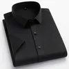 Chemises habillées pour hommes pour hommes courts Slve Shirts Color solide Summer Color Tops Down Couleur standard Fashion Elegant Business Smart Dress Shirts Y240514