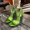 Sandali da donna in oro a spilotto sandali in cristallo diamante da 10,5 cm scarpe ad alto tacco ad alto tacco di scarpe da design per le scarpe per le gocce