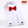 Men's Dress Shirts Wedding Dress Shirt Tailcoat French Cufflinks Shirt Mens Long slved New Top Y240514