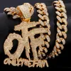 Hiphop alleen de familie OTF Crystal Letter Hanger Kettingen voor vrouwen Men Miami Iced Out Cubaanse ketting Ketting Punk Jewelry cadeau 240508