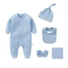 Kleidung Sets Born Footed Pyjamas Boy Strampler Langarmer Jumpsuit Wattebotte Feste weiße Mode 0-12 Monate Baby Kleidung