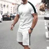 2PCSSet Sports Suit Men Tracksuits Summer Mens Sets Short Sleeve T -shirts Shorts Twopee Set Outfits 240422