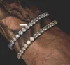 5mm 4mm 3mm Iced Out Diamond Tennis Bracelet Zirconia Triple Lock Hiphop Jewelry 1 Row Cubic Hip Hop Luxury Mens Bracelets2647699