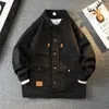 Jeans Coat for Men Wide Shoulders Denim Jackets Man Motorcycle Cargo Biker Loose High Quality Clothing Elatic in Aesthetic G 240514
