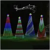 Décorations de Noël LED Tree Lightshow String Cone Cone Waterfall Star Lights Outdoor Mticolor for Wedding Party Decoration Eu Plug Dro Dhqvl