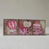 Favor de la fiesta Collar de madera Entema de San Valentín Heart Heart Holging Set with Lanyard Sobre Design Pink For Home Valentine