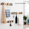 Hooks Home Storage Household Products Wall Mounted Coat Hook Wooden Rack Clothes Robe Towel Hanger Hat Bag Living Bedroom