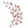 Wall Stickers Rose Gold Butterfly Decorations 3D Decals Art Sticker Diy Removable Paper Murals For Home Living Room Kids Girls Bedroom Nu