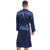 Home Clothing Mens Silky Satiny Bathrobe Nightwear Long Sleeve Open Front With Waist Belt Side Pockets Kimono Mid Robe Pajamas Homewear
