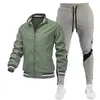 Frühlings- und Herbstsaison Street Running Sport Trend Herren Fashion Casual Jacket Spliced Print Long Sleeve Set 240428