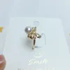 Klusterringar Zhboruini Natural Freshwater Pearl Ring 14K Guldpläterad justerbar koreansk stil smycken för kvinnans tillbehör gåva