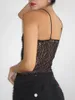 Women's Tanks Women Sheer Mesh Lace Camisoles Spaghetti Strap Sleeveless Backless Tank Tops Summer Vests Streetwear