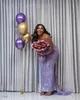 Aso Ebi 2024 Lilac Mermaid Prom Dresses Beaded Crystals Sequined Evening Party Formal Second Reception Birthday Enagement PromDress Gowns LF032