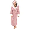 Kadın pijama şal bornoz ev kıyafetleri uzun kollu cüppe kadınlar kış p uzatılmış peignoir polaire femme desen teslimat dhg7o