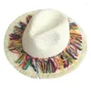 Brede rand hoeden stro hoed Mexicanen Starw Sombrero Beach met kleurrijke Tassel Fedoras Jazzs Dropship