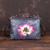 Shoulder Bags Form Vintage Hand Painted Women Handbag 2024 Genuine Leather Floral Soft Cowhide Leisure & Crossbody