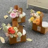 Present Wrap 10st Romantic Kraft Paper Handheld Flower Box Bouquet Wrapping Bag Portable Coffee Cup Weding Party Supplies