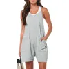 One Piece Jumpsuit For Woman Summer Sexy Sleeveless Romper Playsuit New Casual Pocket Sling Knitted Shorts Jumpsuits Backband Pants Women