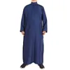 Moslim Islamitische gewaden Kleding Heren Arabisch gewaad Retro lange mouw thobe gewaden vaste kleur losse Dubai Saoedi -Arabische kaftan shirt top 240506