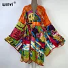 Bohemian imprimé auto-celté en liberté d'été élégant tunique de plage gratuite kimono femmes street warans décontracté robe maxi