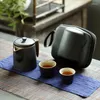 Чайные наборы 1Set Travel Tea Set 1 Pot 2cups Ceramic Small Кунгфу чайник с чайником для взрослых любителей портативных аксессуаров