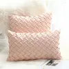 Pillow Pink Beige Cover Soft Faux Suede Home Decorative Woven Pattern 45x45cm/30x50cm Solid Grey Blue Sham