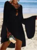 Sommer Frauen Strandwege sexy weiße Häkeltunika Beach Wrap Kleid Frau Bikini Bikini Deck-up #Q719