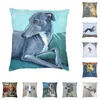 Poduszka Luksusowa okładka Greyhound 40x40cm miękka whippet Sihthound Dog Case for Sofa Square Square Decoration