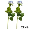 Dekorative Blumen 2pc künstliche Rosenblume Simulation Slik -Stoff feuchtigkeitsspendende schwarze weiße/blaue Fälschung für Hochzeitsfeier Vase Dekoration