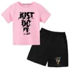 Vêtements Ensembles Imprimers Kids Summer Migne Clain à manches O T-shirt Top + Shorts Ensemble de 3-12 ans garçons et filles Vêtements Childrens T-shirt Vêtements D240514