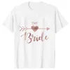 T-shirt féminin T-shirt Bridal Bachelorette Party Tshirt Love Heart Team Bride Squad Shower Top Bachelor Hen Party T O-Neck Shirt Y240509