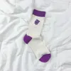 Meias masculinas 23SS Coréia do sul Dongdaemun Squesty Socks Childrens Mid Tube Primavera/verão Sorrindo rótulo de rótulo bezerro de meias longas Instagram da moda