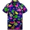 Flamingo Hawaiian Shirts Strand Sommer Herren Shirt Tropic Blatt 3D -Print Hemden Frauen Mode Bluse Kurzarm Berufung 240513
