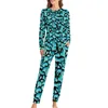 Women's Sleepwear Pink Leaf Pajamas Leaves Print 2 Piece Bedroom Pajama Set Women Long-Sleeve Trendy Oversize Nightwear