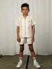 Conjuntos de roupas 2024 Summer Childrens and Boys Clothing Set Girls T-shirt Top Childrens Shorts Conjunto de bebê D240514
