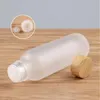 Frosted Glass Jar Cream Bottles Round Cosmetic Jars Hand Face Lotion Pump Bottle With Wood Cap VBQDX KBRDD