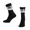 Herensokken Vintage toetsenbord op zwarte piano sleutels muziek kunst unisex hiphop naadloos geprint happy crew sock cadeau