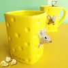 Mokken 3d schattige cartoon muis melk mok creatief keramisch keuken ontbijt koffiekopje met deksel lepel kinderkantoor huisdrankjes cadeaus