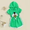 Clothing Sets Toddler Boy Summer Outfit Bee Embroidery Short Sleeve Hood Tops With Elastic Waist Shorts 2 Pcs Clothes