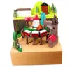 Figurki dekoracyjne drewniane pudełko muzyczne kręta rzemiosła vintage prezenty urodzinowe