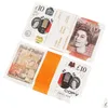 Altre forniture festive False denaro divertimento giocattolo realistico di sterline uk copia GBP British English Bank 100 10 Note Perfect for Movies Fi Otrxt