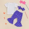 Clothing Sets Big Sister Little Matching 4th Of July Outfit Retro USA Romper T-Shirt Bell Bottom Headband Clothes Set