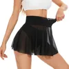 Black Swim Cathing Suit Ups Ups Dress High Waisted See Through Mesh Mini spódnica z spodniami dla kobiet letnia plaża