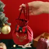 غلاف الهدايا 10pc مقبض سانتا فيلفيت أكياس عيد الميلاد Apple Candy Bag الرباط للديكور Navidad Noel Xmas Year