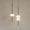 Designer Art White Glass LED Pendant Lamp Bedroom Foyer Kitchen Matsalsbelysning Fixturer Guld Black Metal Wire Justerbar