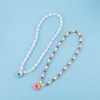 Beaded Necklaces Makersland Childrens Necklace Girl Snowflake Rainbow Pendant Beaded Necklace Cute Design Fashion Childrens Beads DIY Jewelry Gift d240514