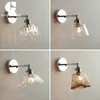 Wandlampen IWhd Clear Glass Silver Led Lamp SCONCE IJzeren metalen arm Verstelbare E26 E27 Socket met schakelaar Badkamer Spiegel Trap Licht