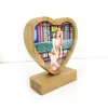 Bamboos Blank Sublimation Photo Painting EE Base DIY Double Sided Magnetism Decoration Heart Love With Wood Round Frame Picture FY4991 Viuu