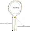 Cowlyn Pearl Armband Chain Ring Barock Culture Bossimi 14K Gold Plated Justerbar Fashionable Valentines Day Charm utsökta handgjorda smycken lämplig för Wome