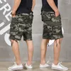 Shorts masculinos homens verão camuflagem militar relaxada fit mutil bolsos de carga de carga vintage swill algodão leve curto plus size